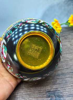 古玩杂项收藏仿古大清乾隆年制珐琅彩八宝碗家居装饰品工艺品摆件