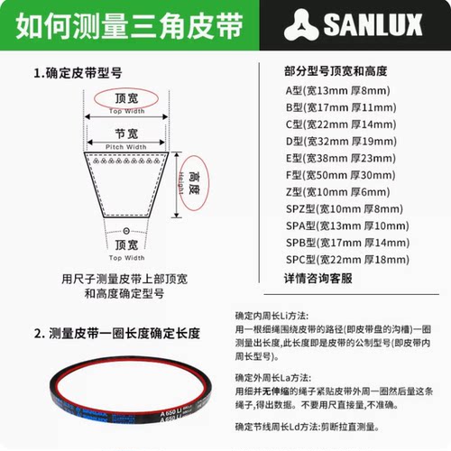 三力士三角带V齿带AX864A889A900A914A940A950A965A980A991A1000 - 图2