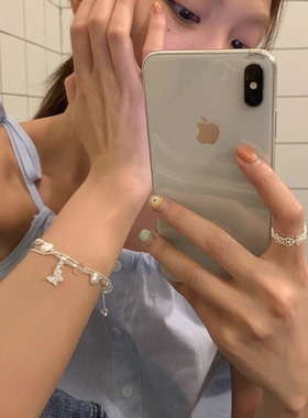 淡水珍珠蝴蝶水晶叠戴手链