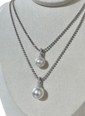 莹润澳白色水晶珍珠万能扣闪珠项链轻奢小众毛衣链女