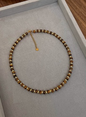 秋冬焦糖美拉德虎眼石串珠项链