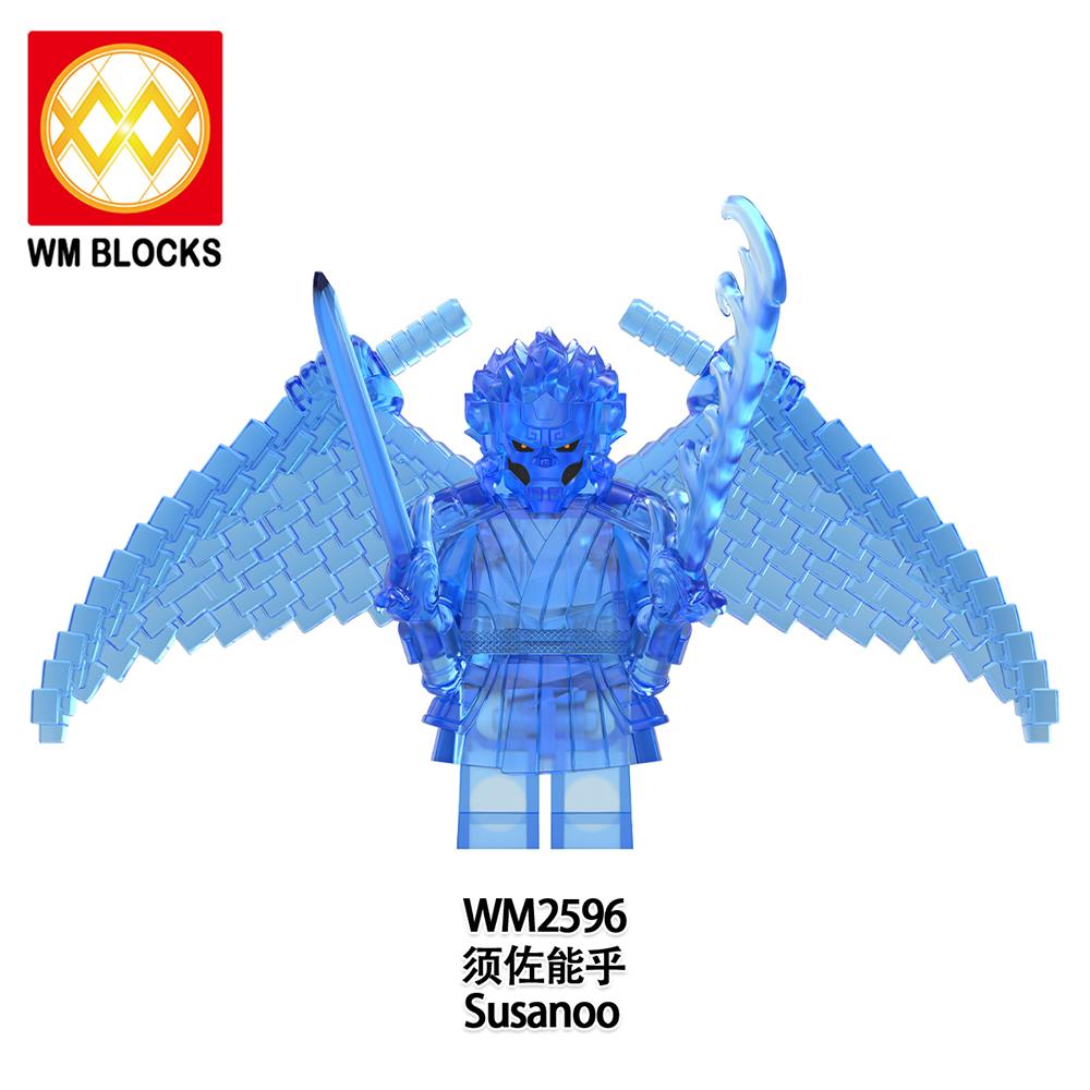 适用乐高积木人仔火影忍者动漫系列WM6167蓝色须佐能乎拼装玩具 - 图0
