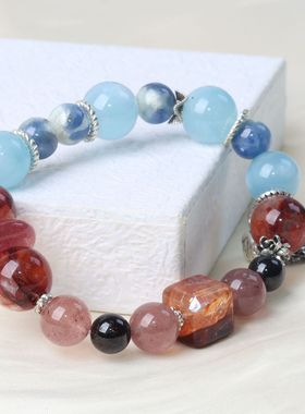 复古多色串珠海蓝宝草莓