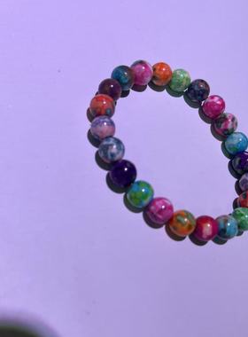 多巴胺鳞彩石素珠手链多巴胺系列散珠DIY饰品多宝手串小红书爆款