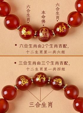 太岁化马年三合六合红玛瑙手链
