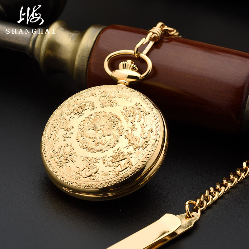 上海复古翻盖男士机械老上海怀表 上海上时国产腕表