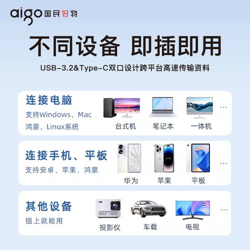 爱国者手机u盘typec双接口电脑两用大容量苹果高速存储双头优盘 - 图1