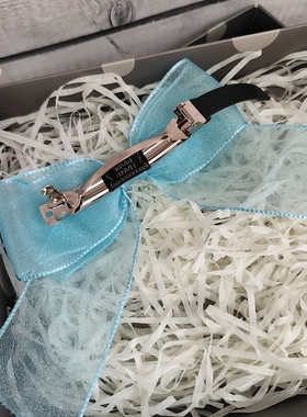 手工儿童浅蓝色欧根纱蝴蝶结发饰女童礼服仙气飘带发夹公主头顶夹