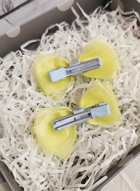 手工不锈钢黄蝴蝶结双马尾对夹