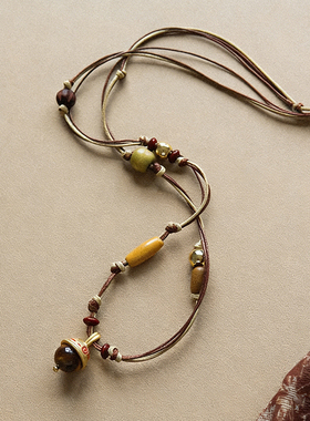 复古时尚精致民族风榛果长款项链女轻奢小众高级感编绳叠戴毛衣链