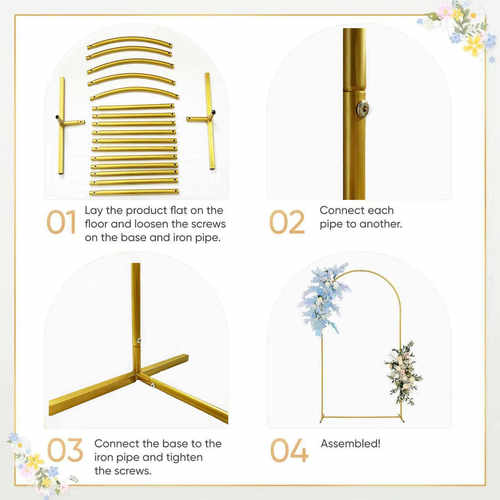 圆环婚庆道具金色拱形拱门婚礼舞台背景迎宾摆件路引装饰铁艺花架 - 图1