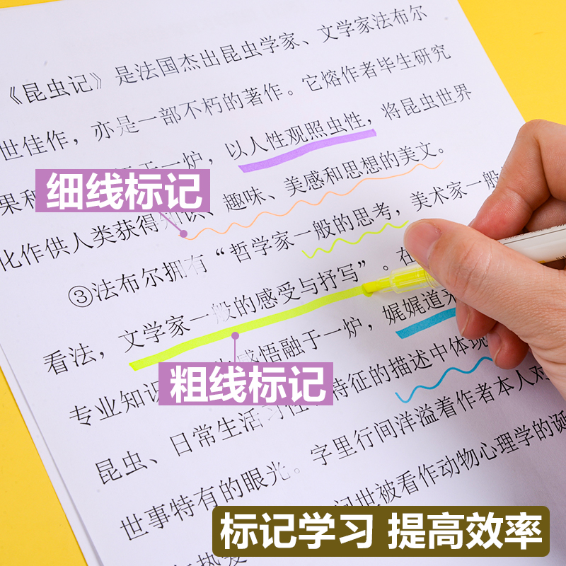 得力s623荧光标记笔糖果色双头莹光彩色笔一套银光的笔手帐笔闪光笔单词笔粗划重点套装记号笔彩色学生用-图1