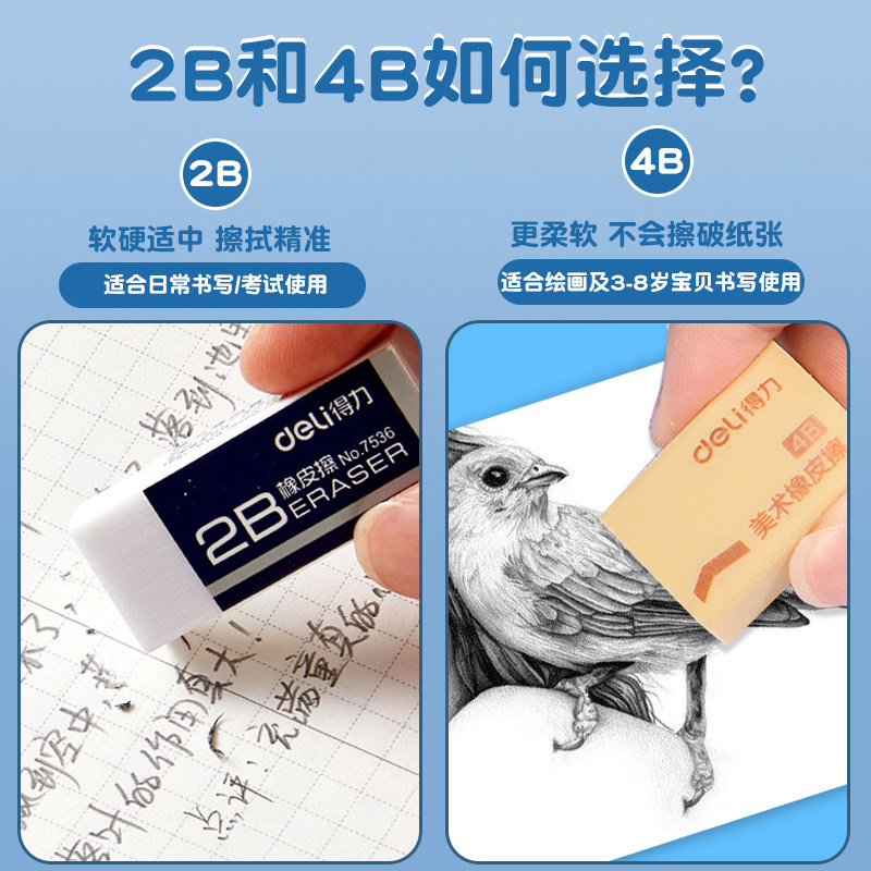 得力桶装橡皮擦美术生考试擦字成线察铅笔小学生专用无屑4b象皮擦超干净不留痕儿童擦得干净2比b幼儿园像皮檫,淘宝优惠券,粉丝福利购,淘宝优惠卷