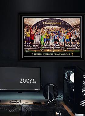 FIFA历史世界杯冠军球星全家福球星阿根廷梅西姆巴佩马纳多纳装饰