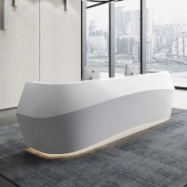 Front Desk Reception Desk Consulting Desk Brief Modern Arched Hotel Cashier Counter Silver Counter Baking Varnish Company Front Desk Bar