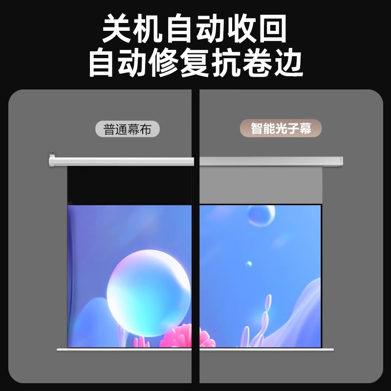 鲸米智能光子悬浮电动拉线幕布语音升降家用办公联动投影仪幕布