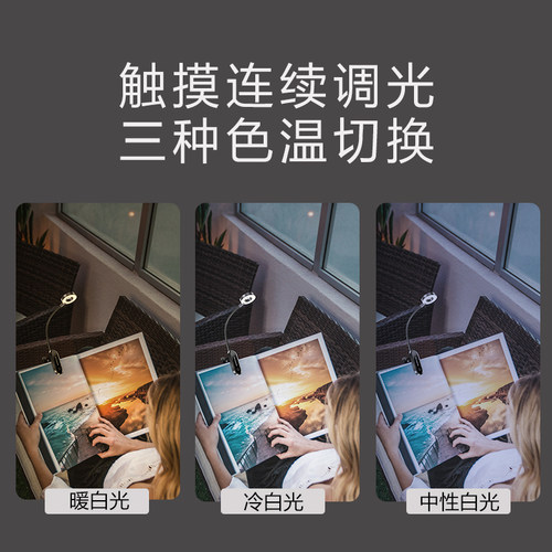 松下LED护眼小台灯充插电两用  学生宿舍床头学习阅读迷你夹子灯 - 图0