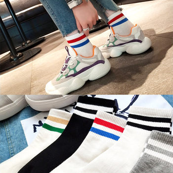 ຖົງຕີນກາງ calf ສໍາລັບແມ່ຍິງພາກຮຽນ spring ແລະດູໃບໄມ້ລົ່ນບາງໆສອງແຖບ socks ຝ້າຍພາສາເກົາຫຼີແບບວິທະຍາໄລວິທະຍາໄລ socks ທໍ່ຍາວຂອງຍີ່ປຸ່ນ trendy calf socks