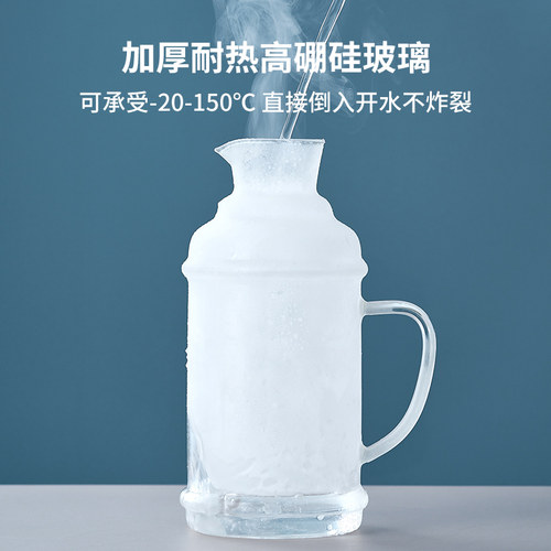 冷水壶玻璃水壶耐高温大容量冰箱凉白开水储水瓶果汁壶泡茶壶套装-图1