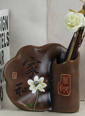 大井创意陶瓷桌面陶瓷笔筒国风