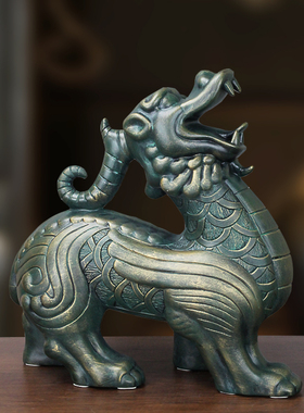 办公桌古董架陶瓷吉祥象仿青铜