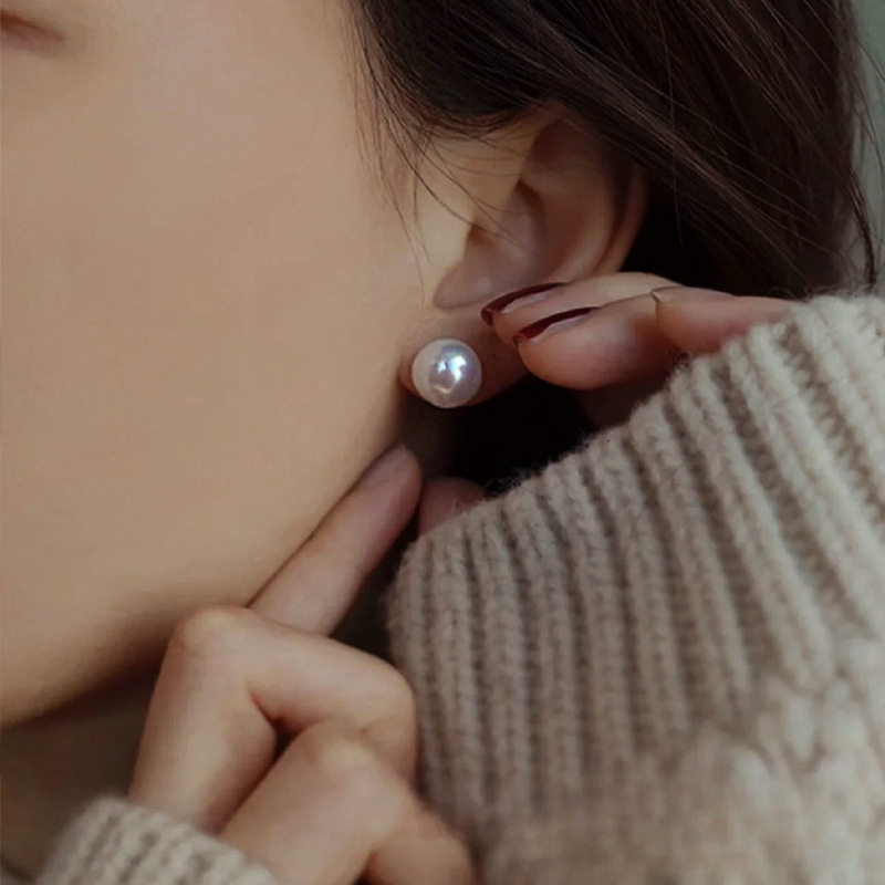 S925银针珍珠耳钉上卡款极光白高亮珍珠耳饰ABS耳钉抖音热销,淘宝优惠券,粉丝福利购,淘宝优惠卷