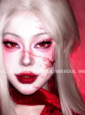 INKSOUL 万圣节血色蝴蝶纹身贴脸部血丝裂纹暗黑病娇cos派对妆容