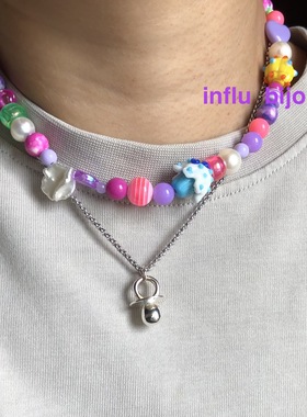 原创定制花瓣珍珠荧光菠萝项链