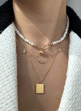 葡萄牙ins多层叠戴choker14k项链