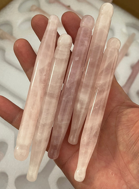 粉水晶天然玉点穴拨筋按摩棒