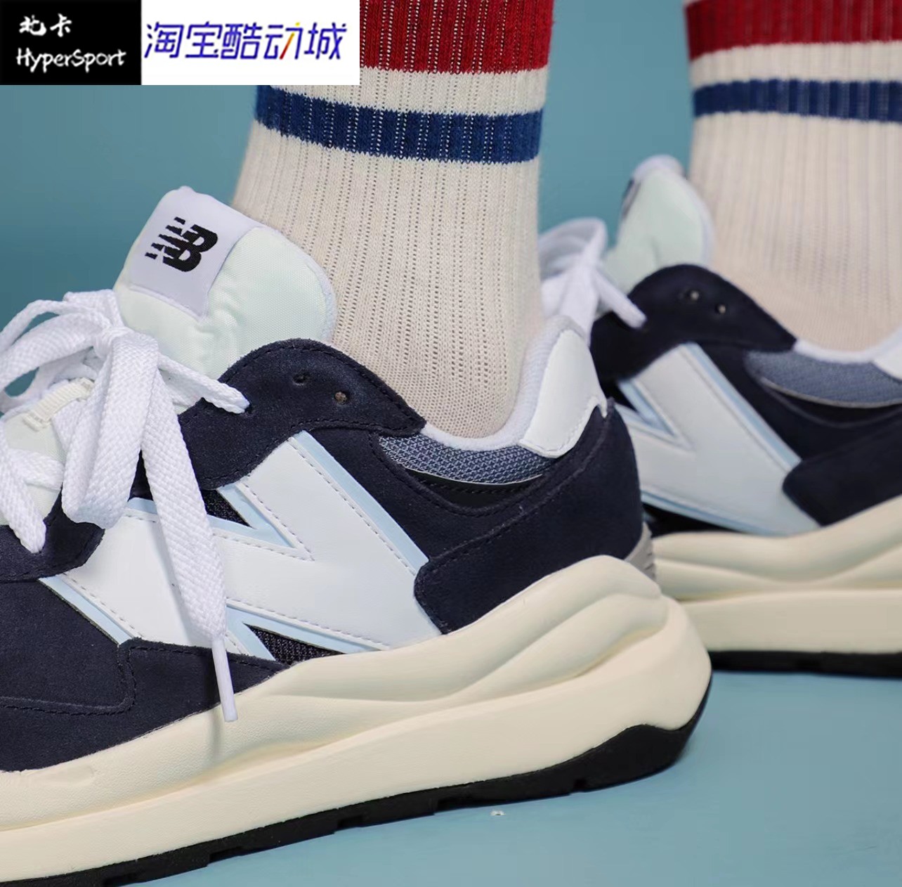 New Balance NB 减震防滑耐磨运动休闲鞋男女同款海军蓝M5740CD - 图1