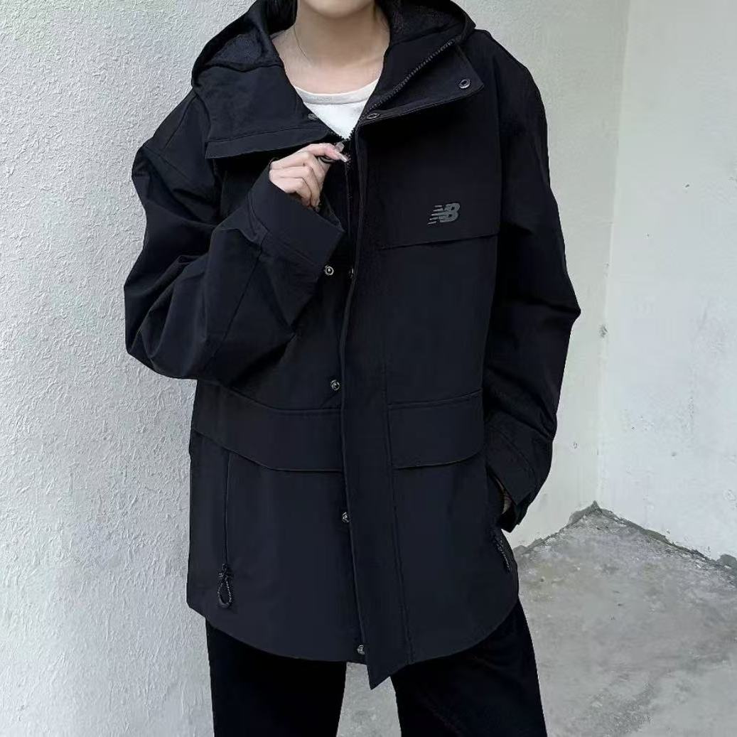 New Balance防风防水防尘舒适休闲落肩外套夹克黑色AMJ43313-BK - 图2