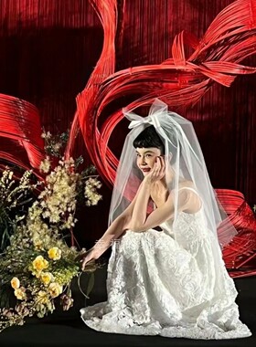 头纱韩式头纱白色求婚领证登记