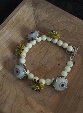 高桥盾风格眼球花朵手链INS复古风格潮流配