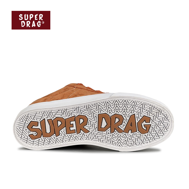 超拽SUPERDRAG 美式复古桔色翻毛皮街头板鞋男女百搭低帮休闲鞋子 - 图3