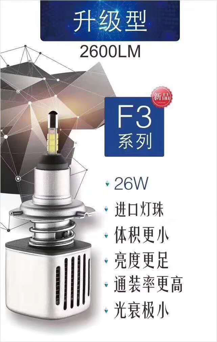 锐盈LED汽车大灯F2F3Y1四面发光9005H1H4H7H119006聚光远近光9012 - 图2