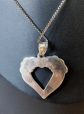 意大利手工中古珠宝首饰925纯银心形爱心吊坠项链西洋银器古着品