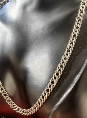 意大利进口中古首饰925纯银长项链素银百搭项圈西洋银器古着