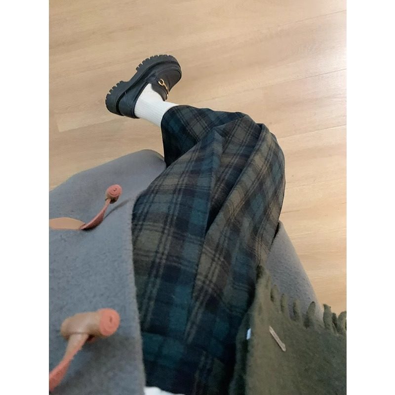 复古毛呢格子裙春秋新款胖妹妹mm梨形身材高腰显瘦遮胯百褶半身裙,淘宝优惠券,粉丝福利购,淘宝优惠卷