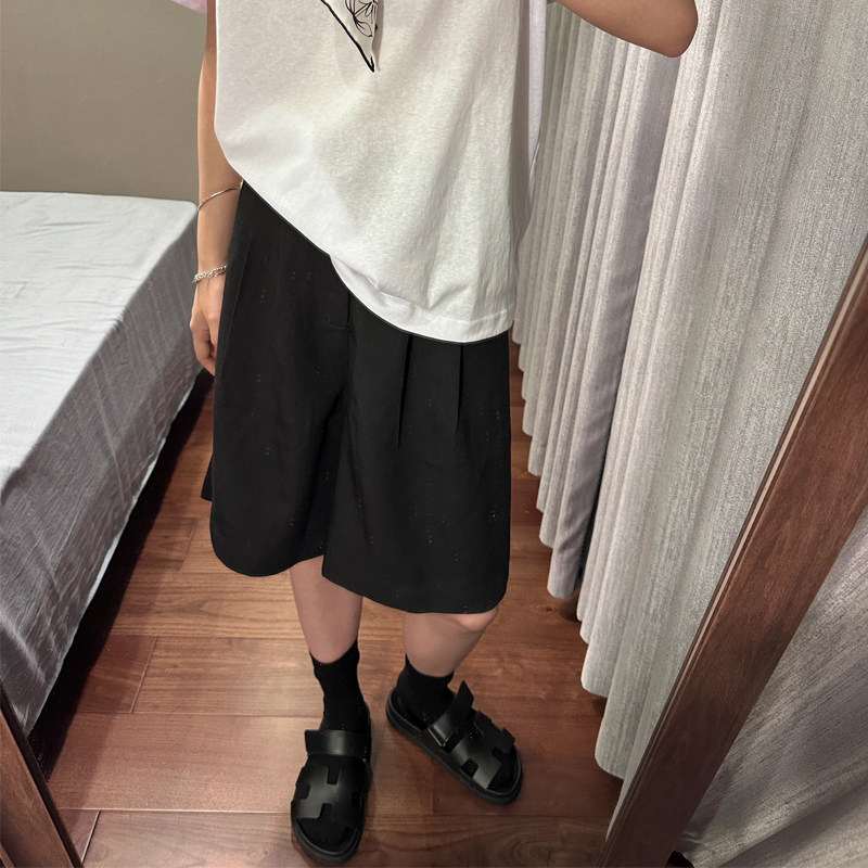 黑色五分西装短裤女夏季薄款胖mm梨形身材高腰显瘦宽松阔腿休闲裤,淘宝优惠券,粉丝福利购,淘宝优惠卷