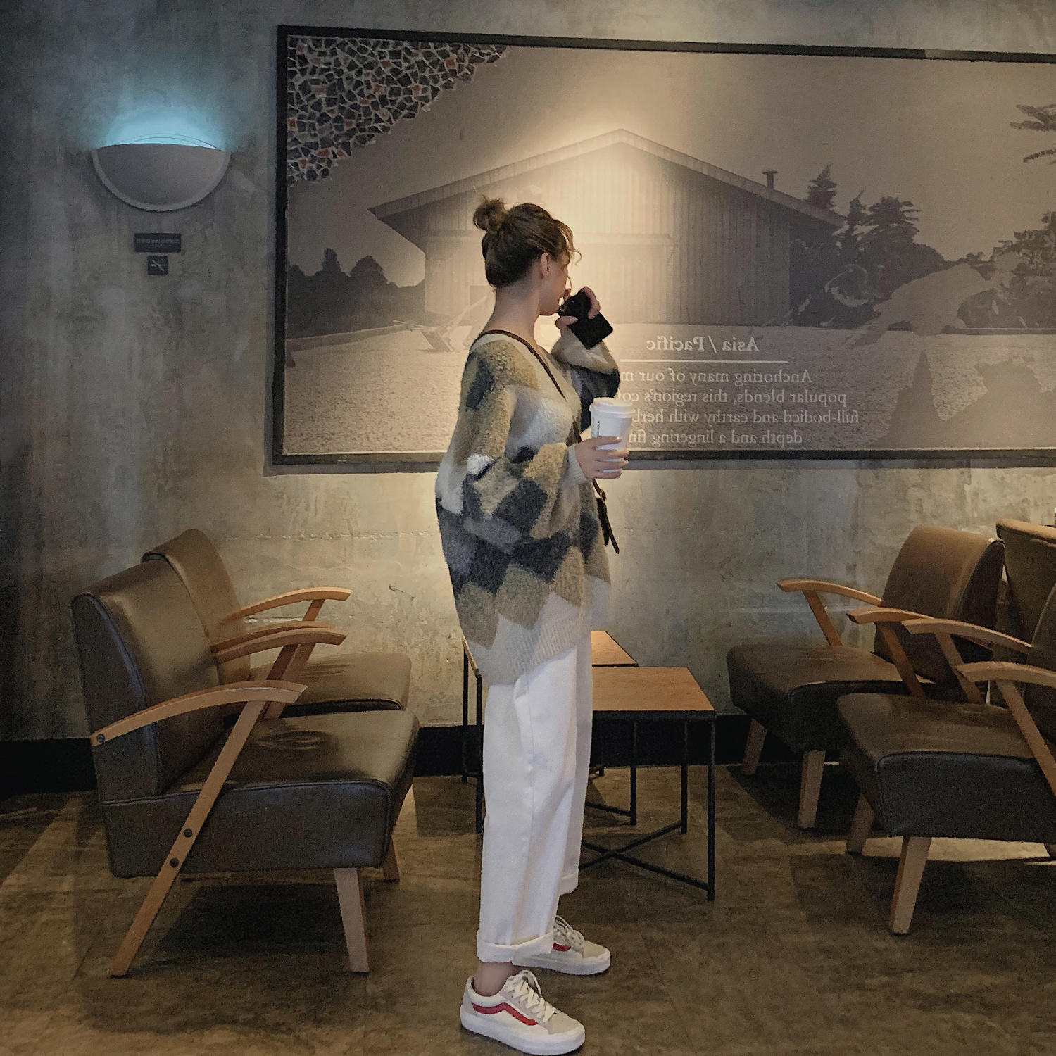 大码女装胖妹妹mm白色牛仔阔腿早春高腰宽松N显瘦直筒长裤子200斤 - 图0