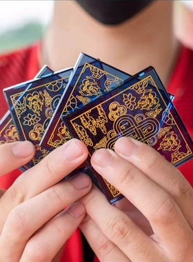 龙王坛城蓝色水解咒水晶双面雕刻水晶方块投放六字真言玛尼石