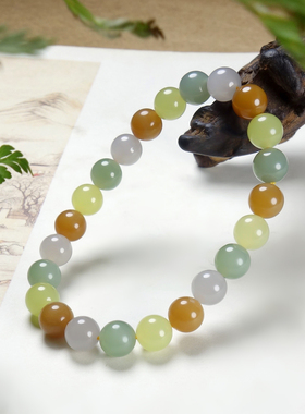 天然新疆和田玉多宝手串卡8mm精品单圈多宝玉石手链男女款玉手串