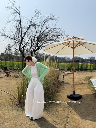 2026春季新款韩版宽松百搭休闲长袖针织开衫女时尚纯色V领上衣潮 - 图0