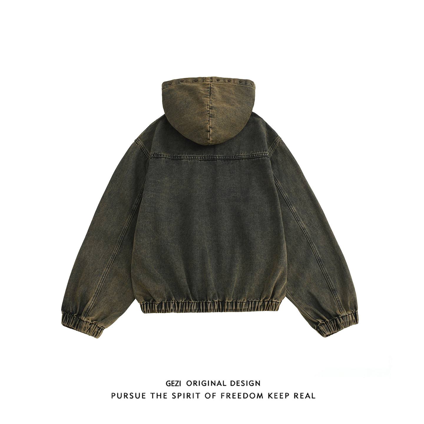 格自美式复古连帽牛仔外套男女宽松做旧卫衣潮牌字母刺绣套头夹克,淘宝优惠券,粉丝福利购,淘宝优惠卷