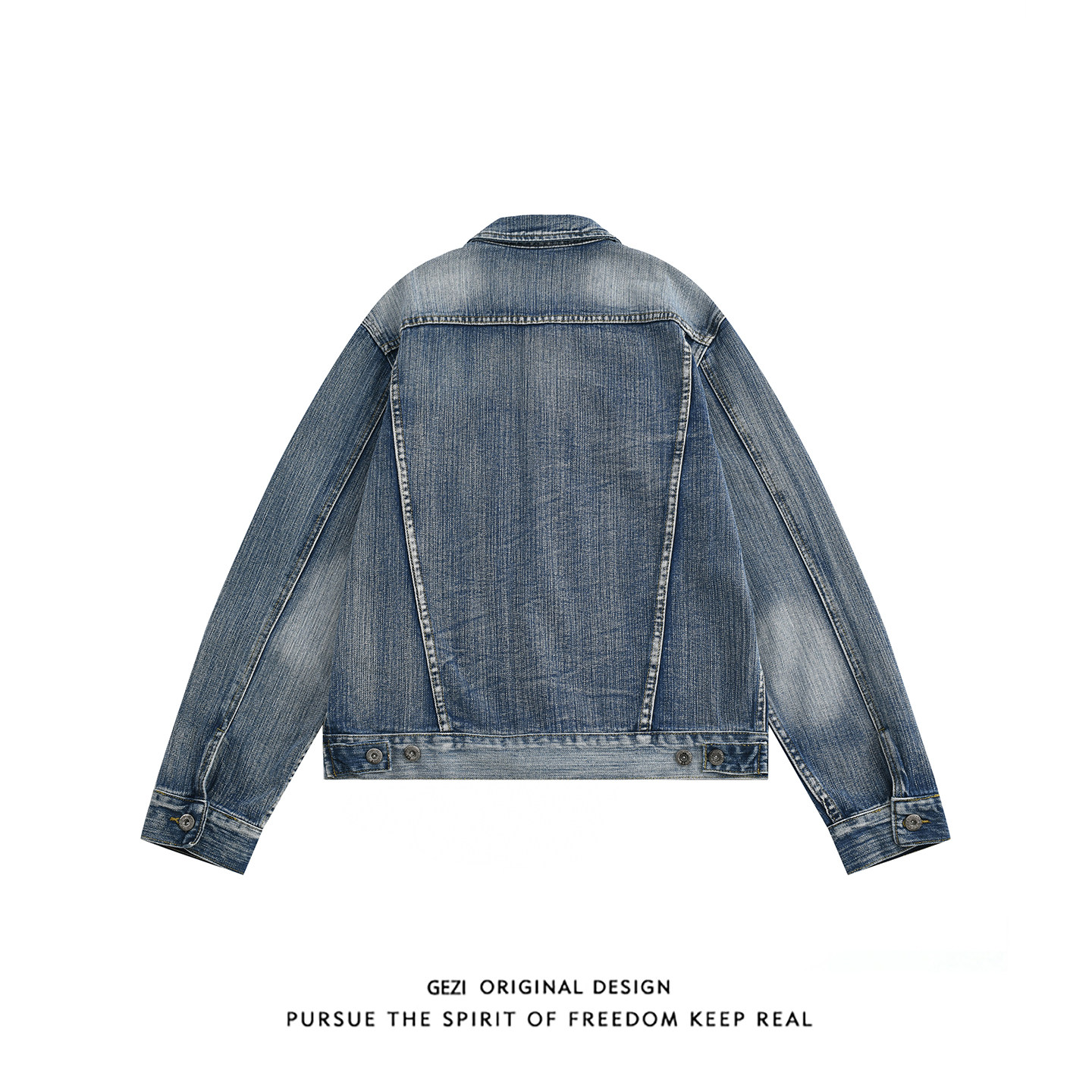 格自春季美式水洗牛仔外套潮牌复古宽松上衣重磅纯色多口袋夹克男,淘宝优惠券,粉丝福利购,淘宝优惠卷