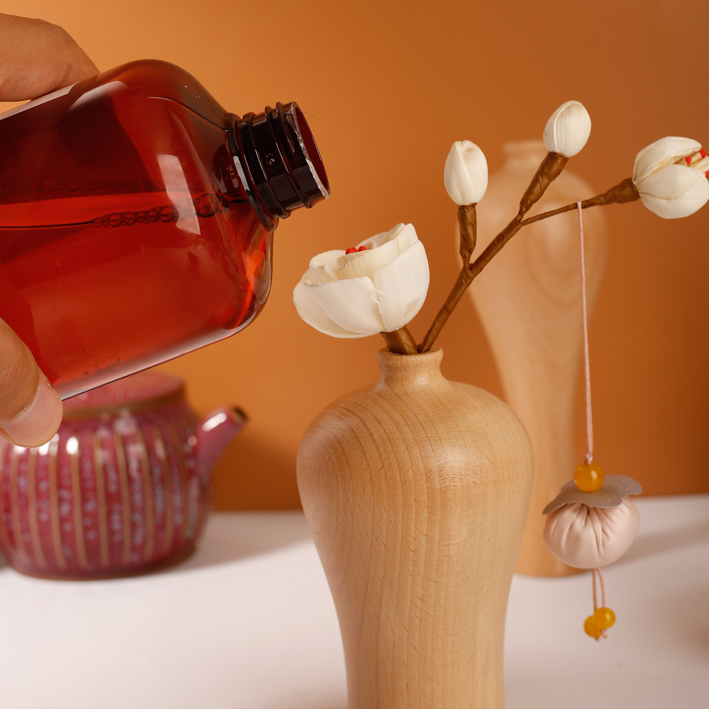 实木花瓶香薰瓶扩香木茶台摆件博古架中式装饰北欧通草花精油空瓶,淘宝优惠券,粉丝福利购,淘宝优惠卷