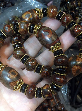 复古玛瑙男士文玩天眼缠丝佛珠