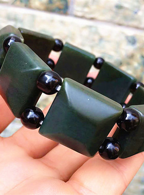 和田青玉方块手链男款玉石手串