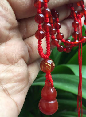 红玛瑙小葫芦可调节圆珠项链女生